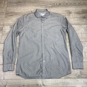 Robert Graham Shirt Mens 16.5 Gray‎ Tailored Fit Cotton Paisley Trim Long Sleeve